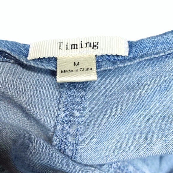TIMING Chambray Strapless Tie Back Romper Sz M GUC - Picture 8 of 8